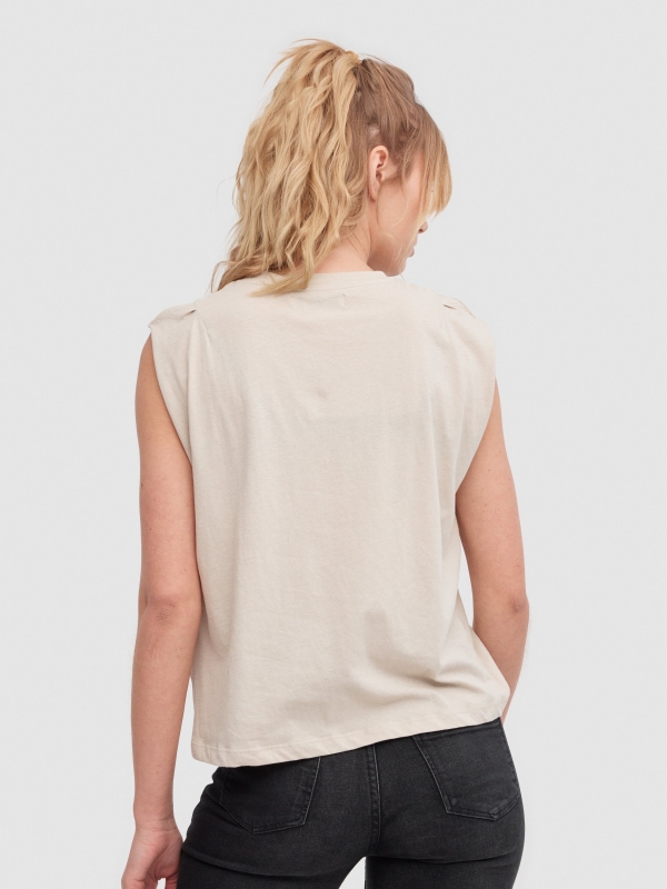 Butterfly tank top taupe middle back view