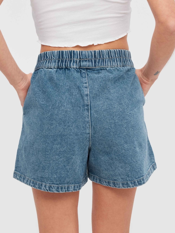 Lightweight denim shorts blue detail view