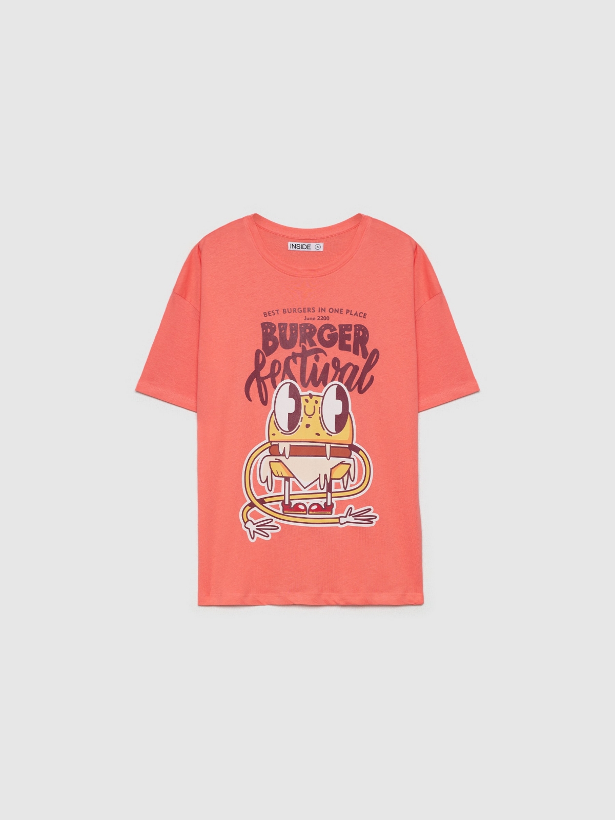  Camiseta oversize Burguer coral