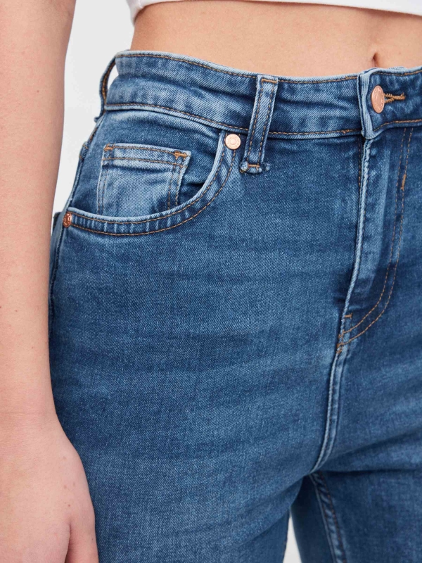 Jeans skinny cintura alta azul vista detalhe
