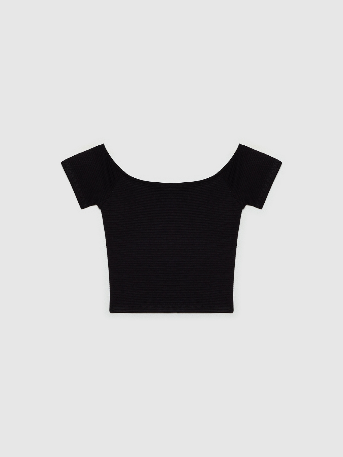  Ribbed boat neck t-shirt black