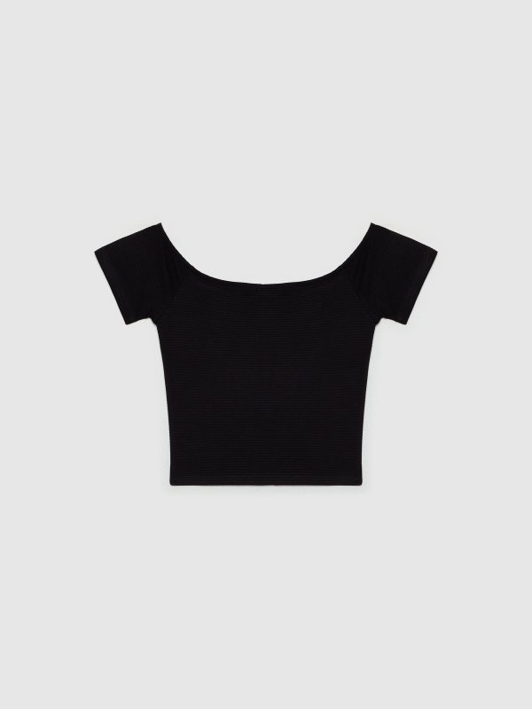  Ribbed boat neck t-shirt black