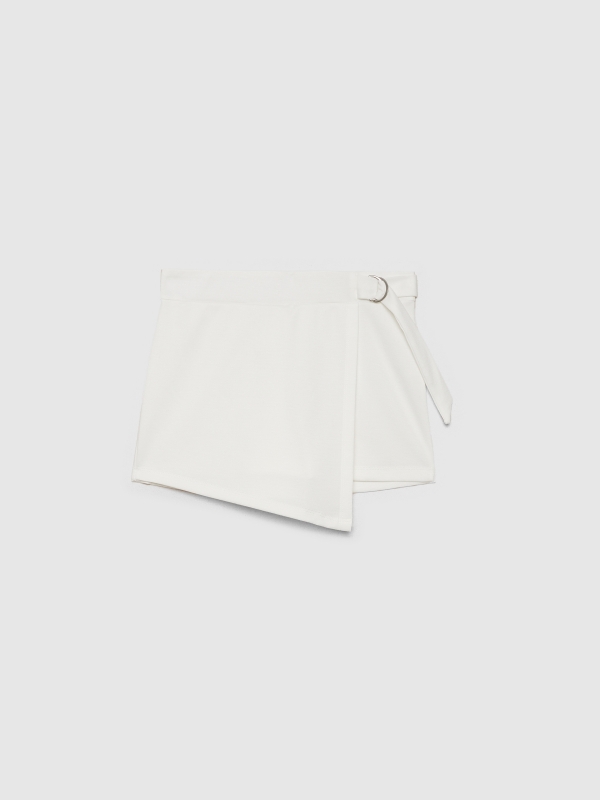  Falda pantalón hebilla metálica blanco