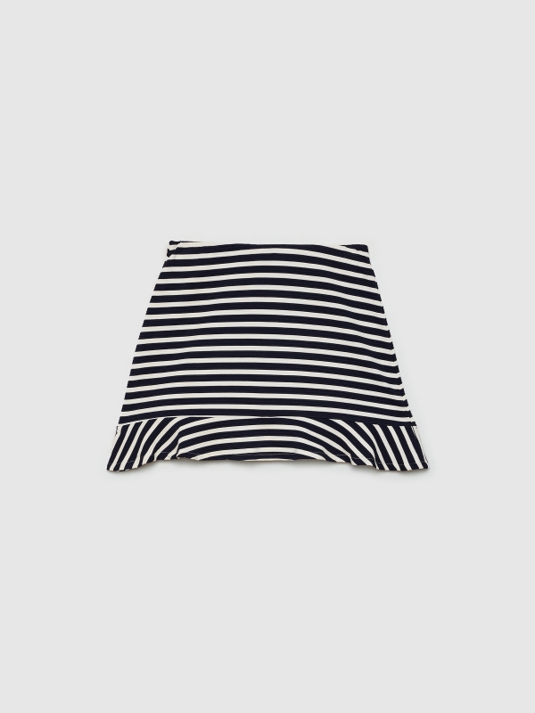  Striped print ruffle skirt off white