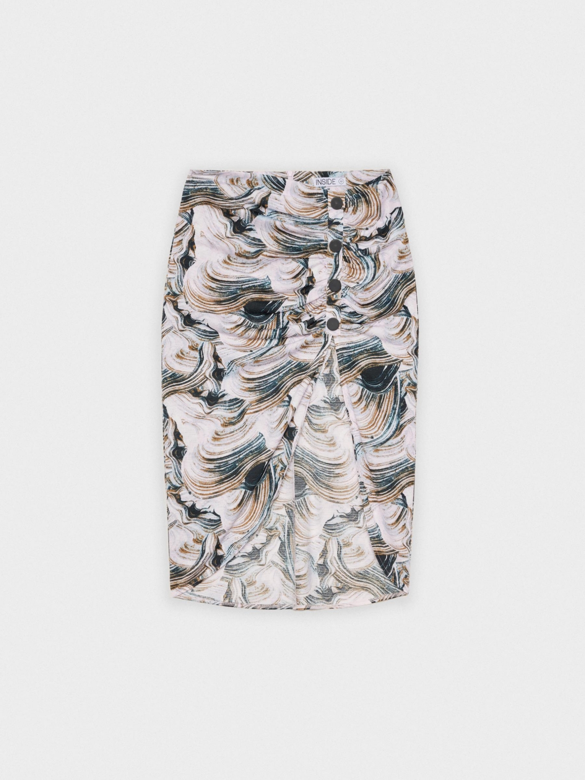  Abstract midi skirt with buttons multicolor