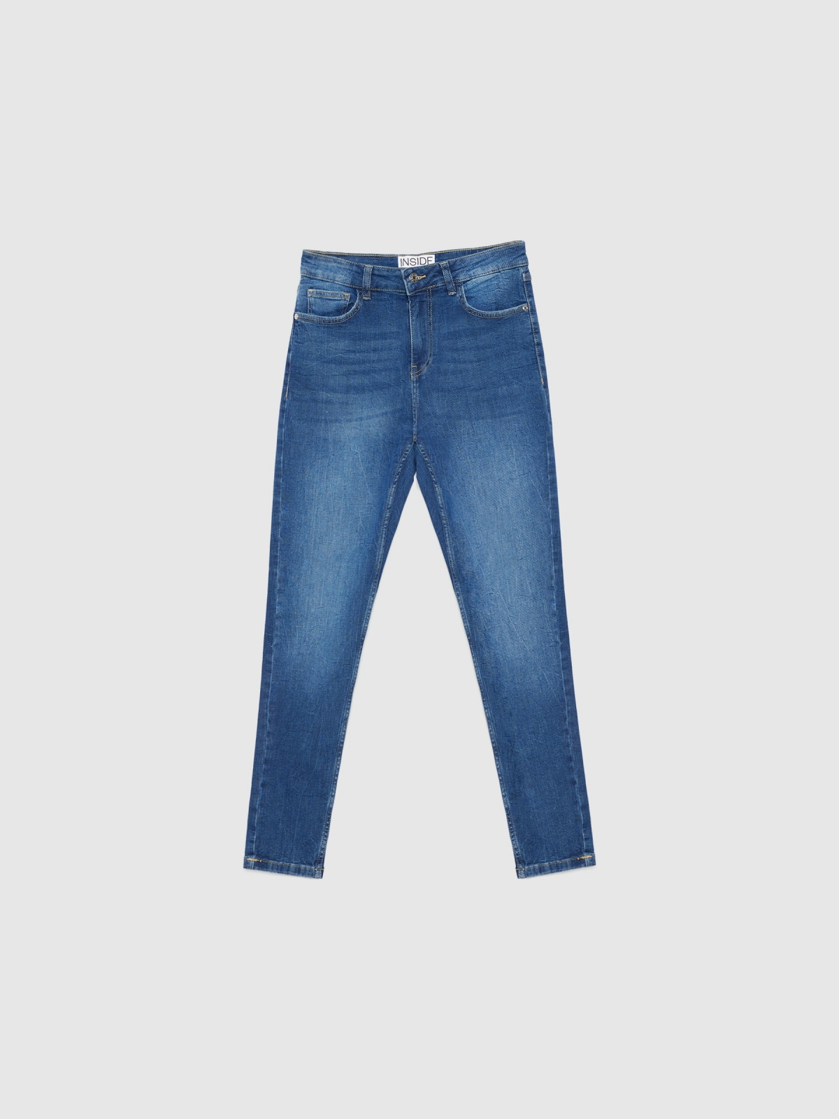  Jeans skinny de cintura média com rasgos azul escuro