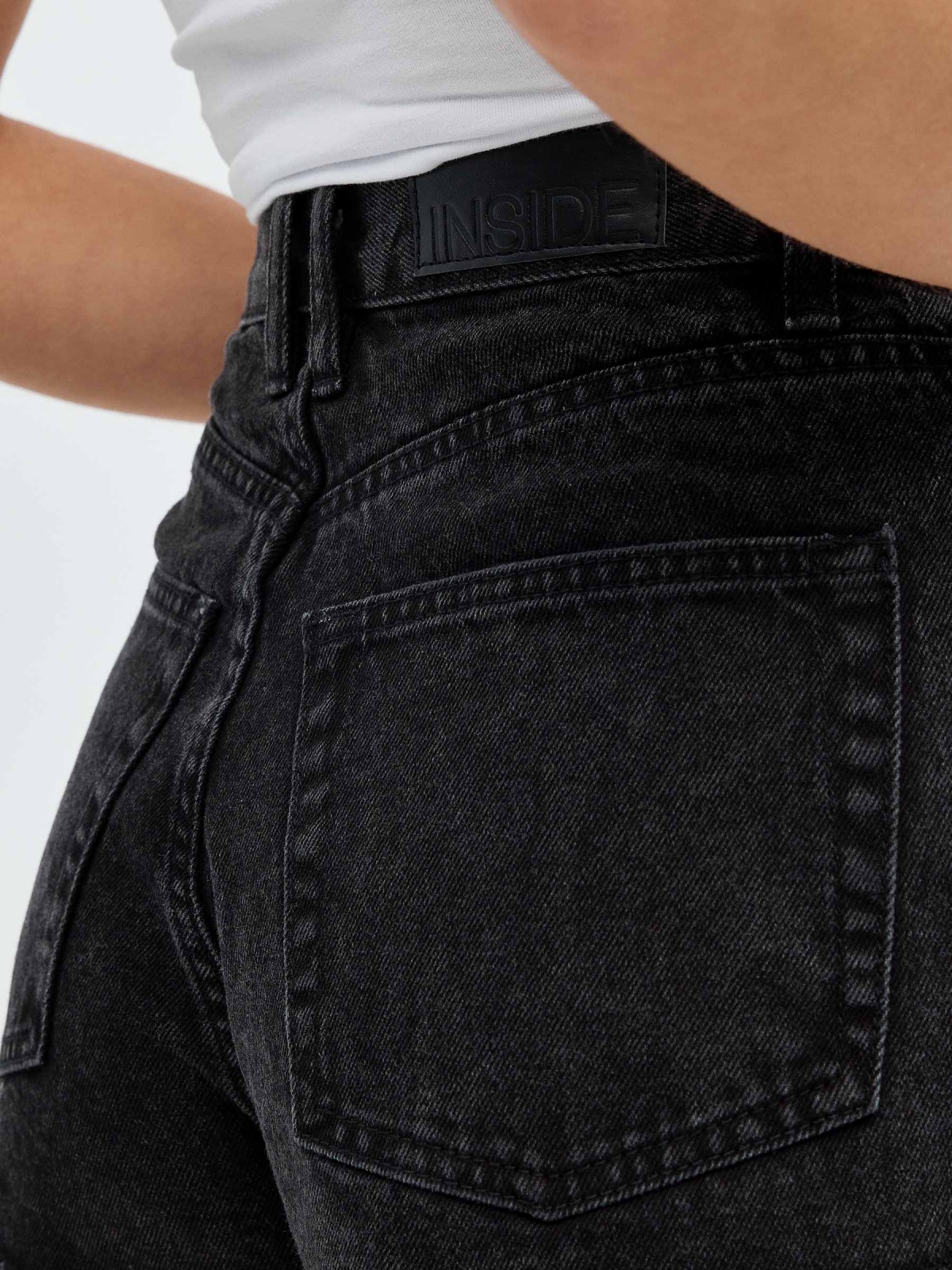 Frayed denim shorts black detail view