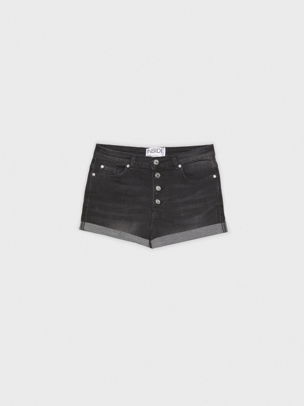  Buttoned denim shorts black