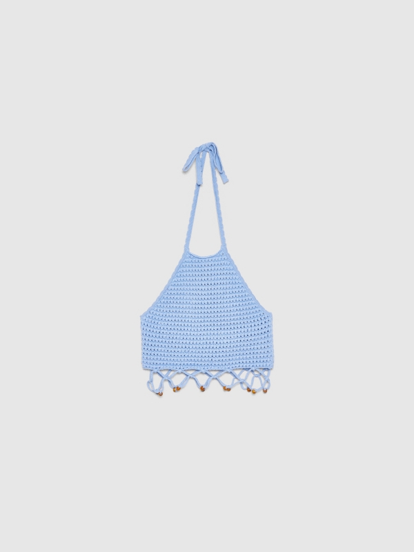  Top crochet abalorios azul liláceo
