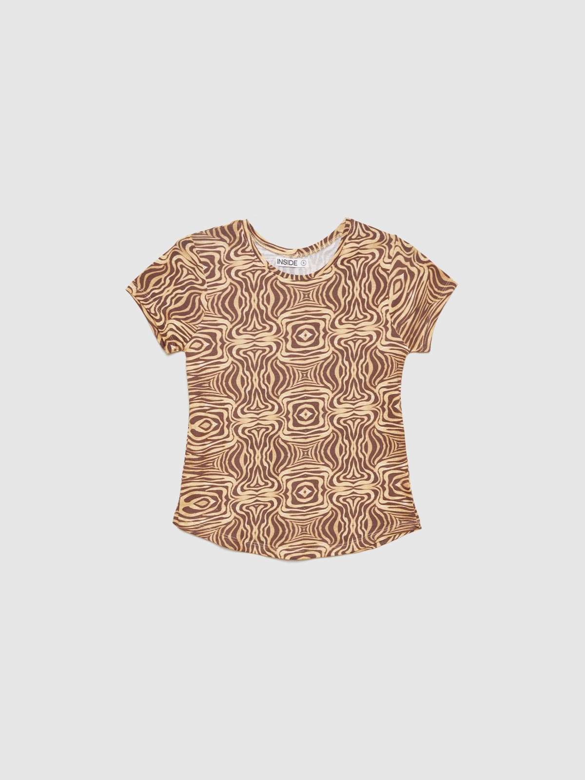  Camiseta animal print psicodélico marrón