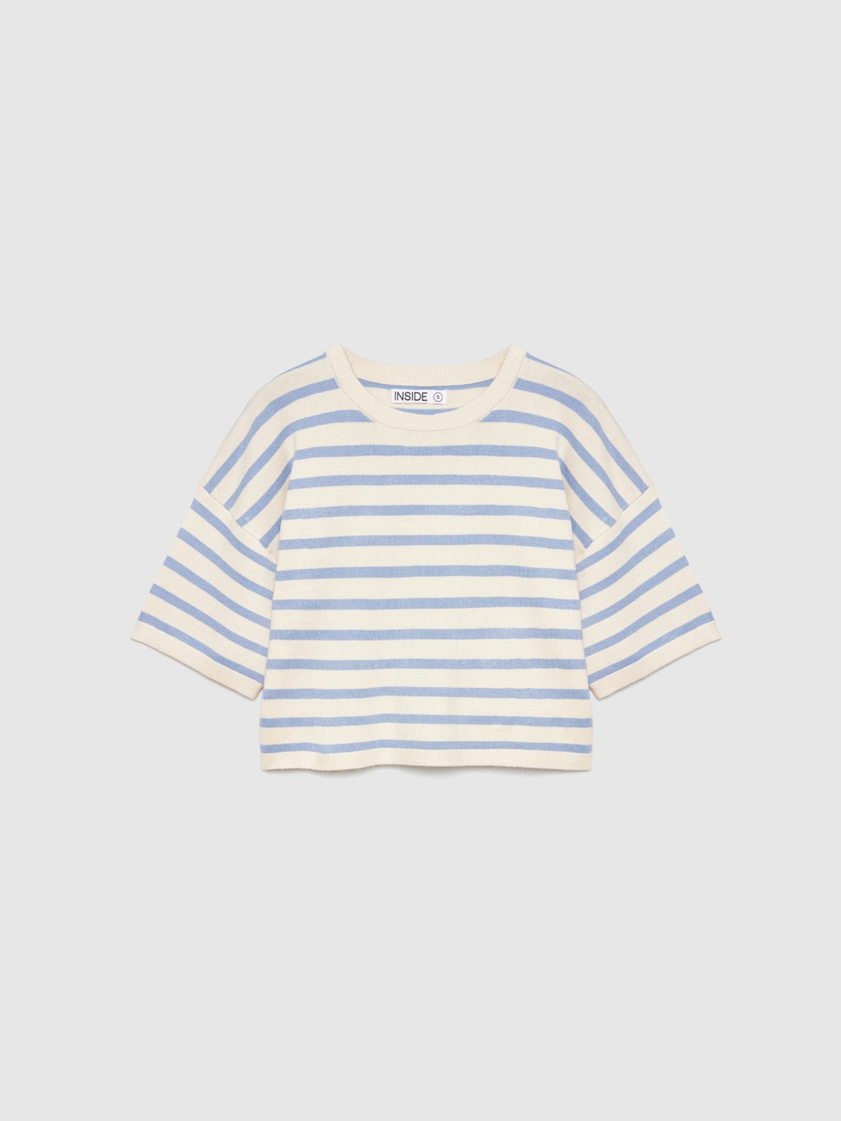  Striped crop T-shirt beige