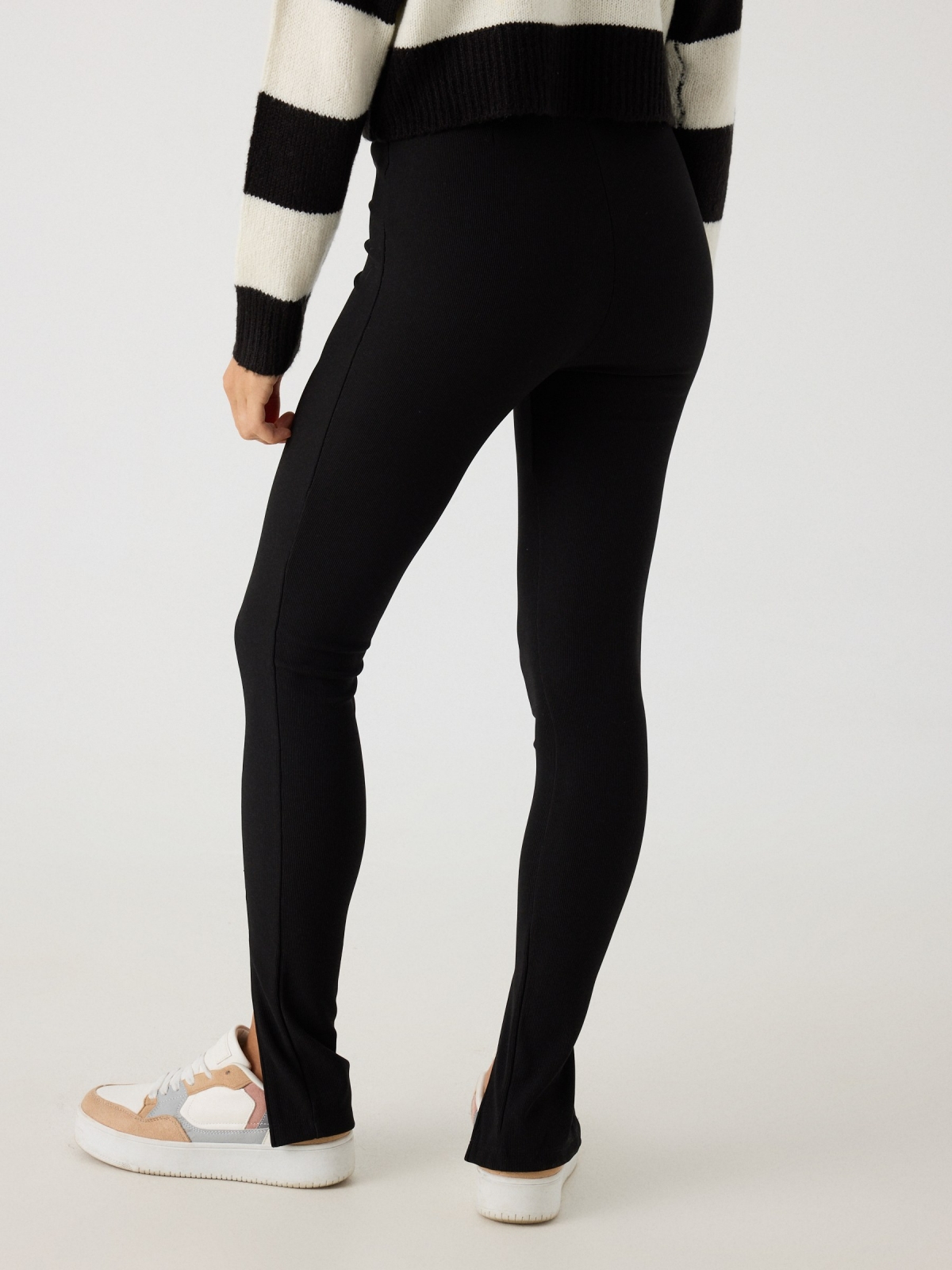 High waisted ottoman leggings black middle back view