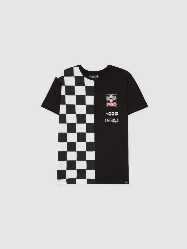  T-shirt com bandeira racing preto
