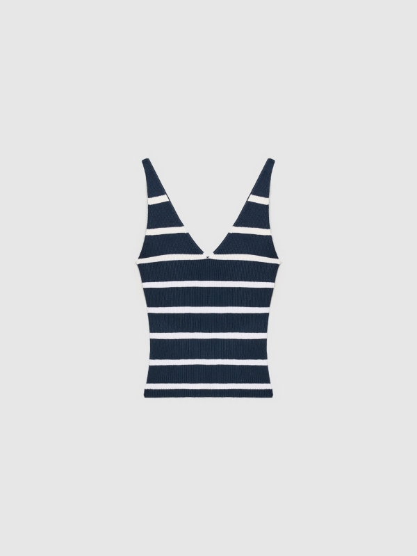  Striped knitted top navy