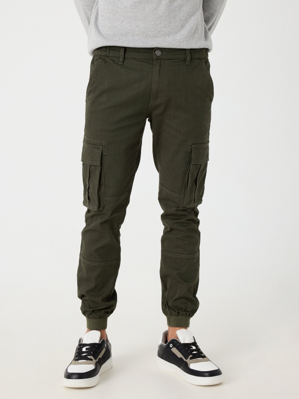 Jogger pants green middle front view