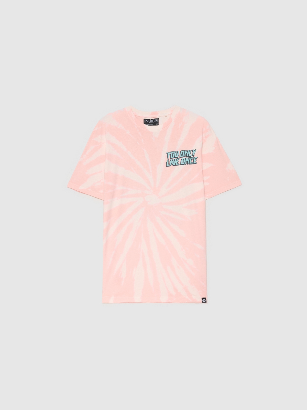 T-shirt de caveira tie dye rosa pêssego vista geral frontal