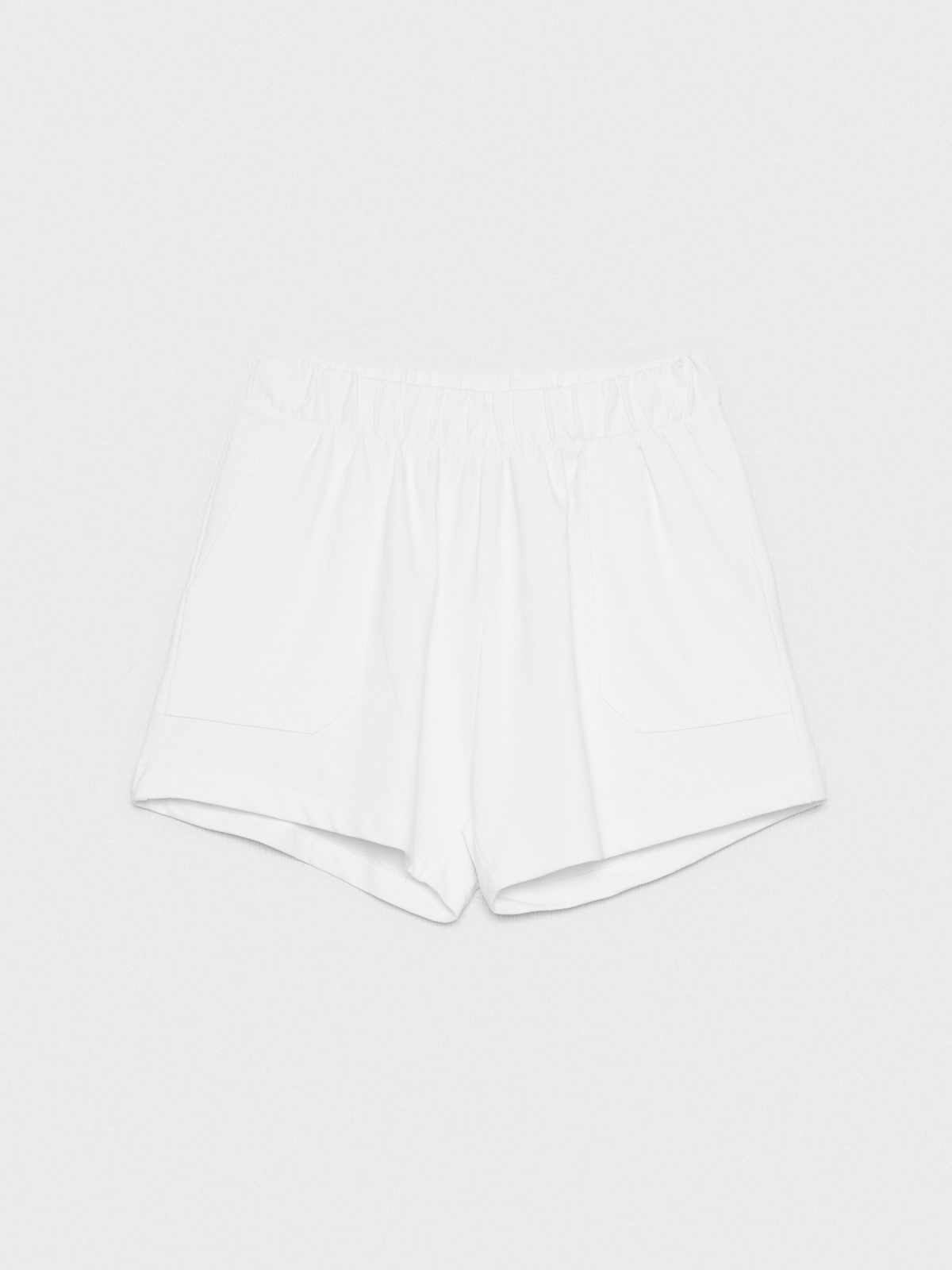  Shorts de cintura elástica com bolsos branco