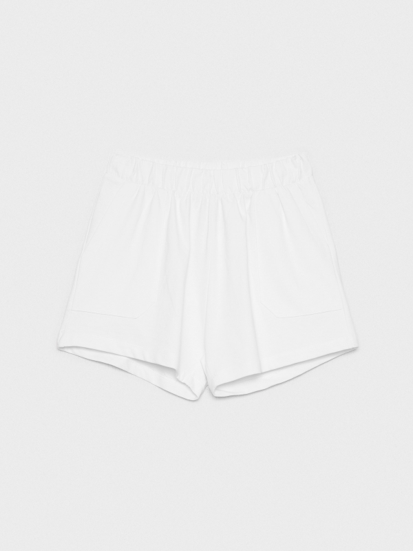  Shorts de cintura elástica com bolsos branco