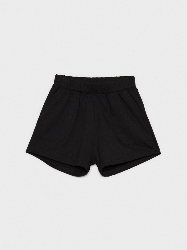  Elastic waist shorts with pockets black