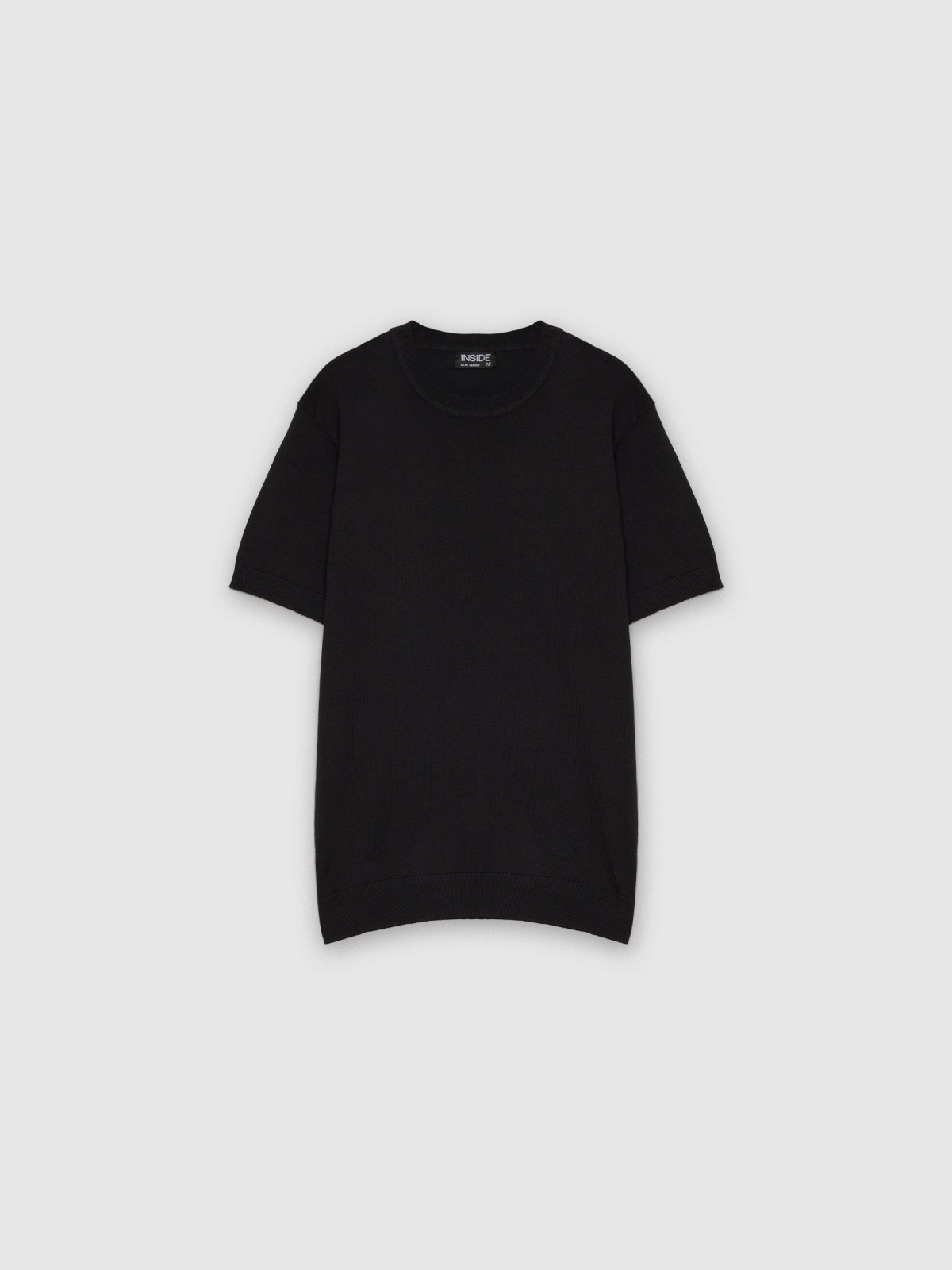  T-shirt tricotada básica preto