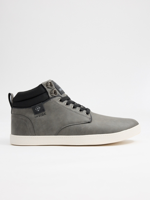 Gray sports ankle boots with padded collar grey