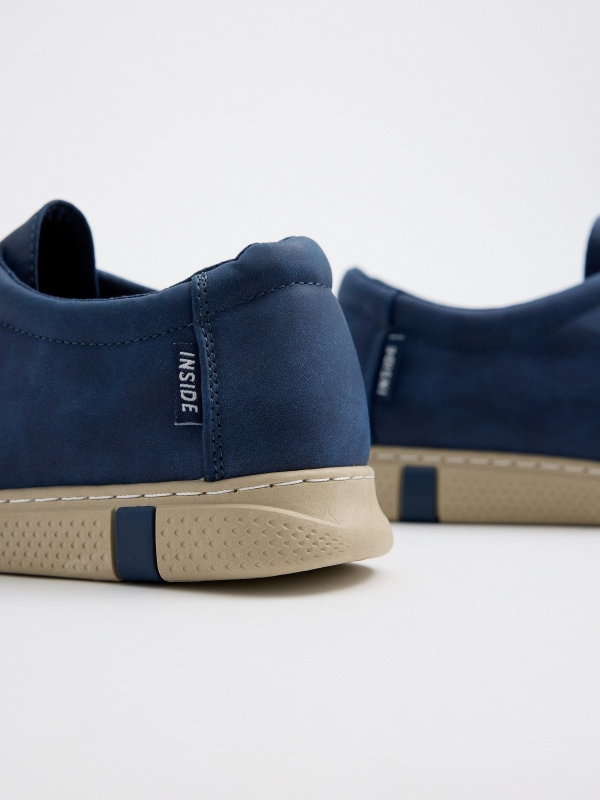 Navy blue wallabee shoe navy detail view