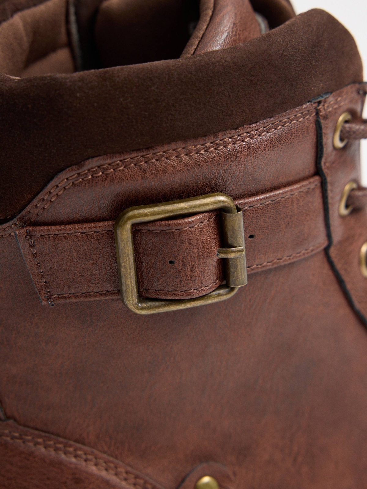 Brown leather effect buckle boots chocolate