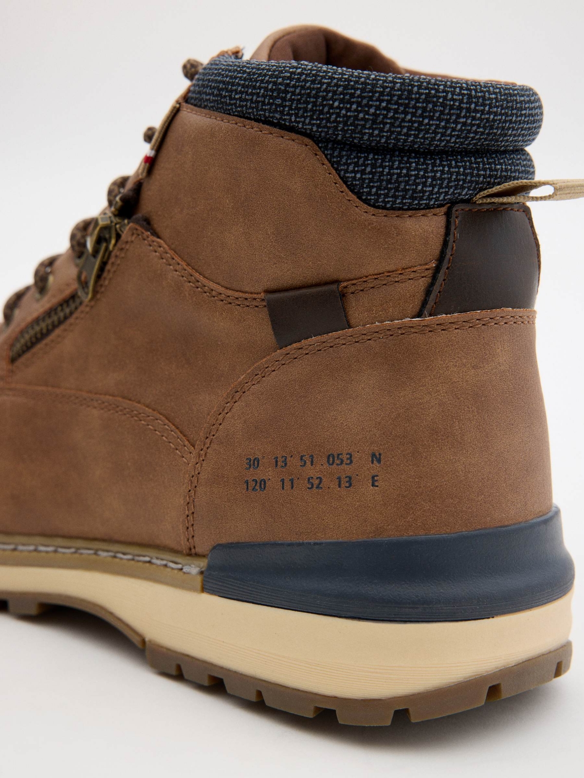 Brown padded collar boot brown detail view