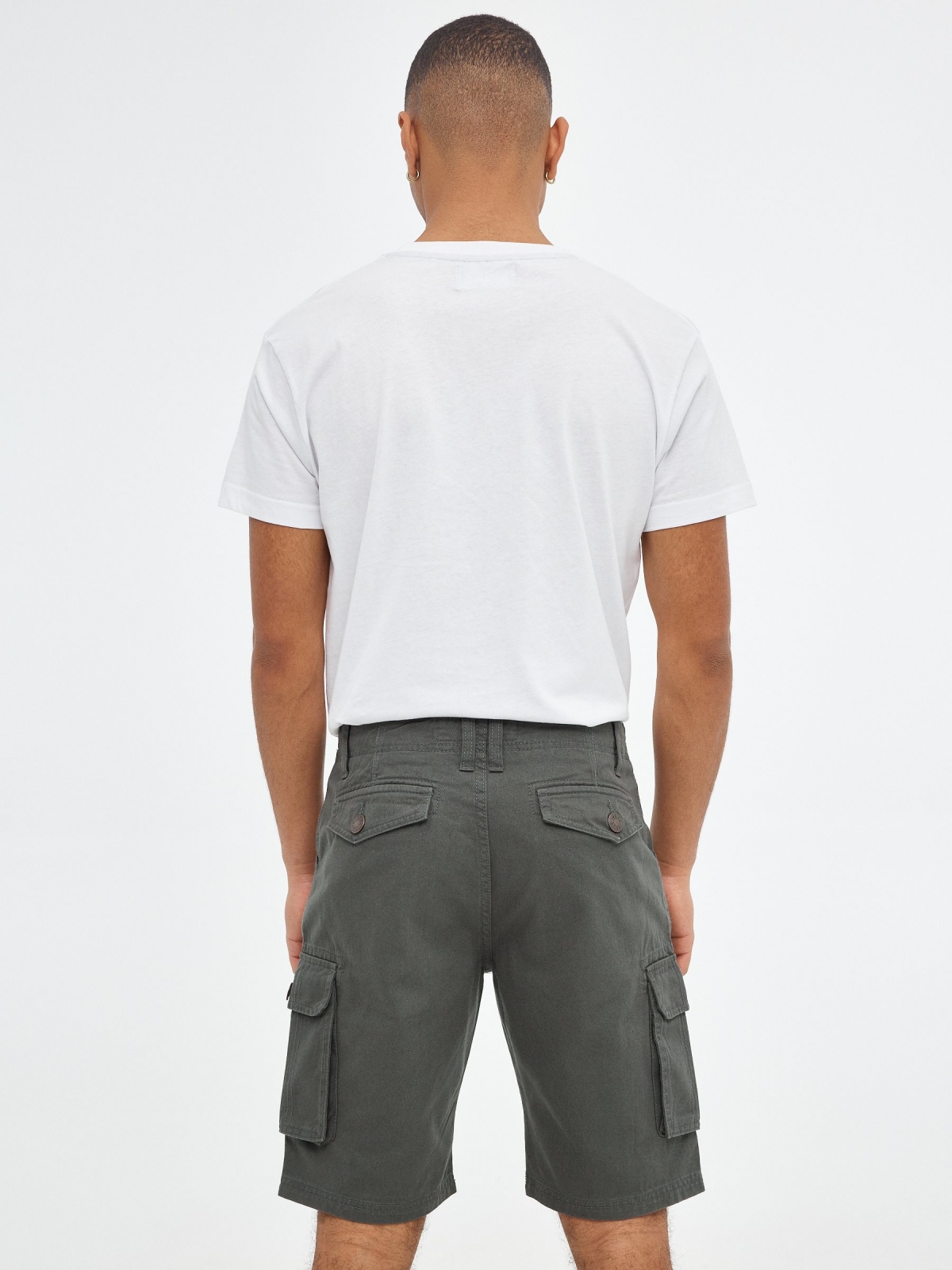 Cargo Bermuda with pockets grey middle back view