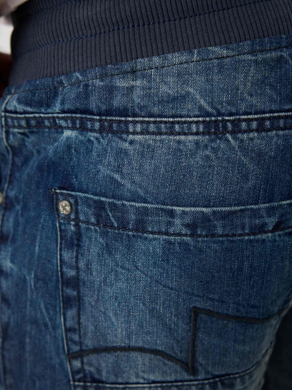 Bermuda denim rotos cintura elástica azul vista detalle