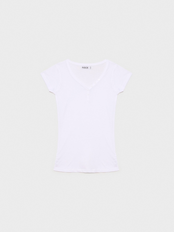  T-shirt básica com decote em V branco
