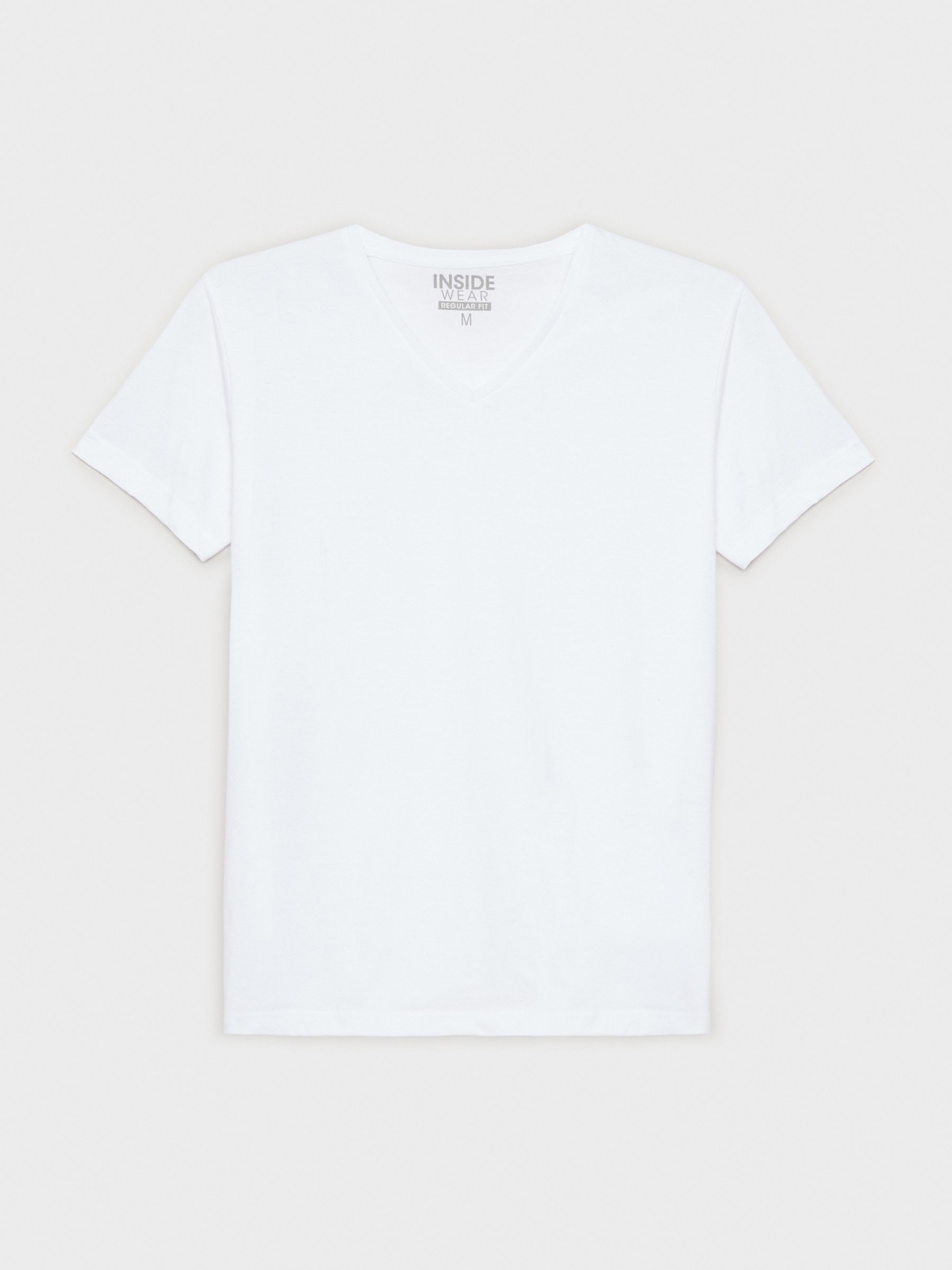  Camiseta básica cuello pico blanco