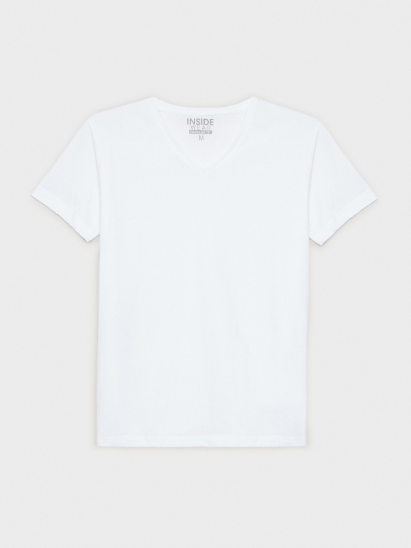  Camiseta básica cuello pico blanco