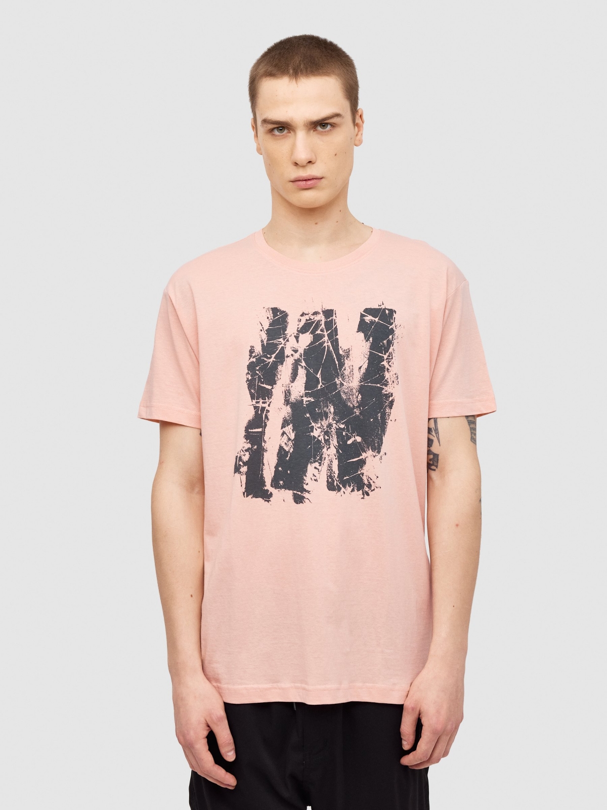 T-shirt urbana INSIDE rosa vista meia frontal
