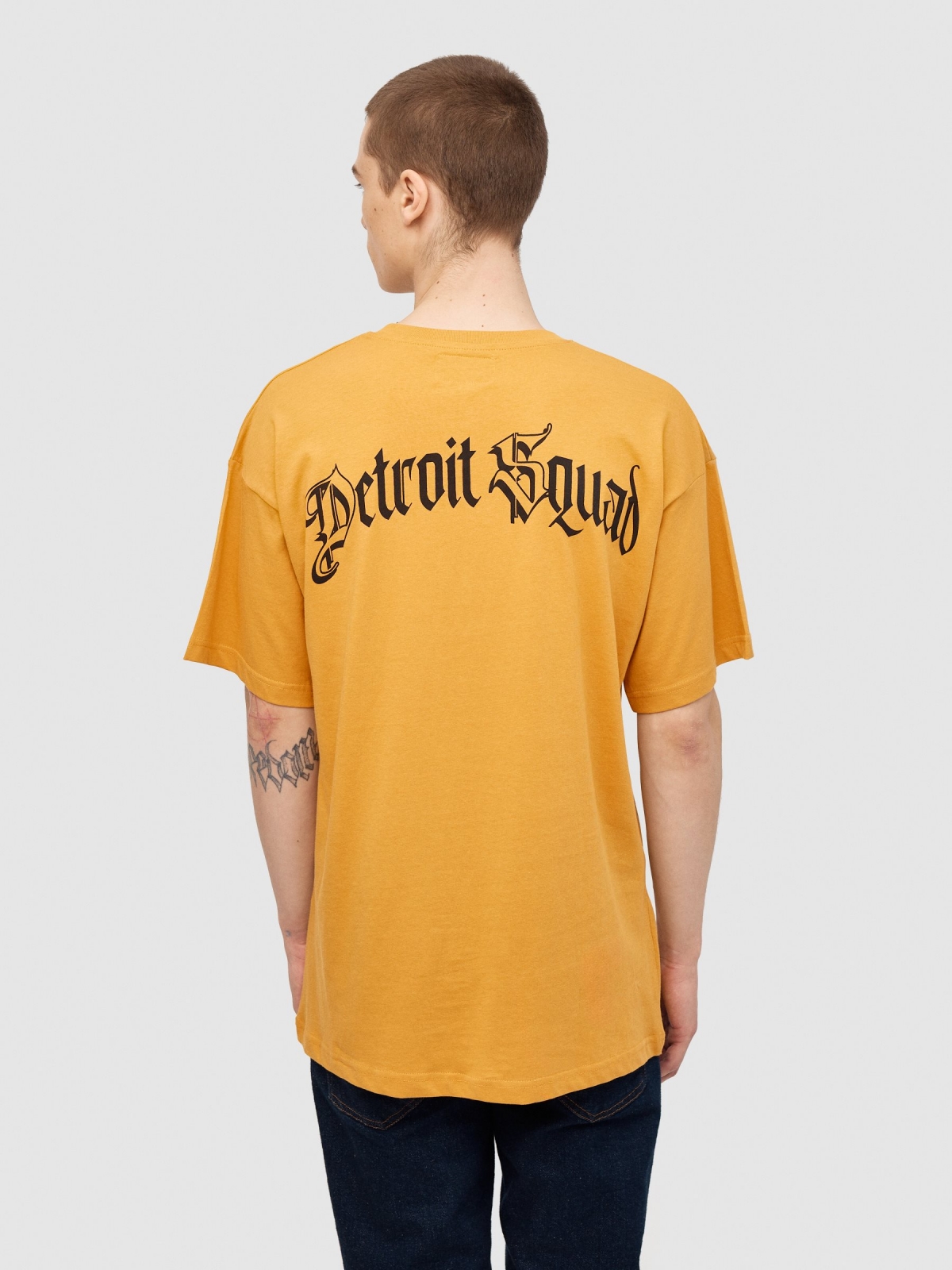 Detroit Squad t-shirt ochre middle back view