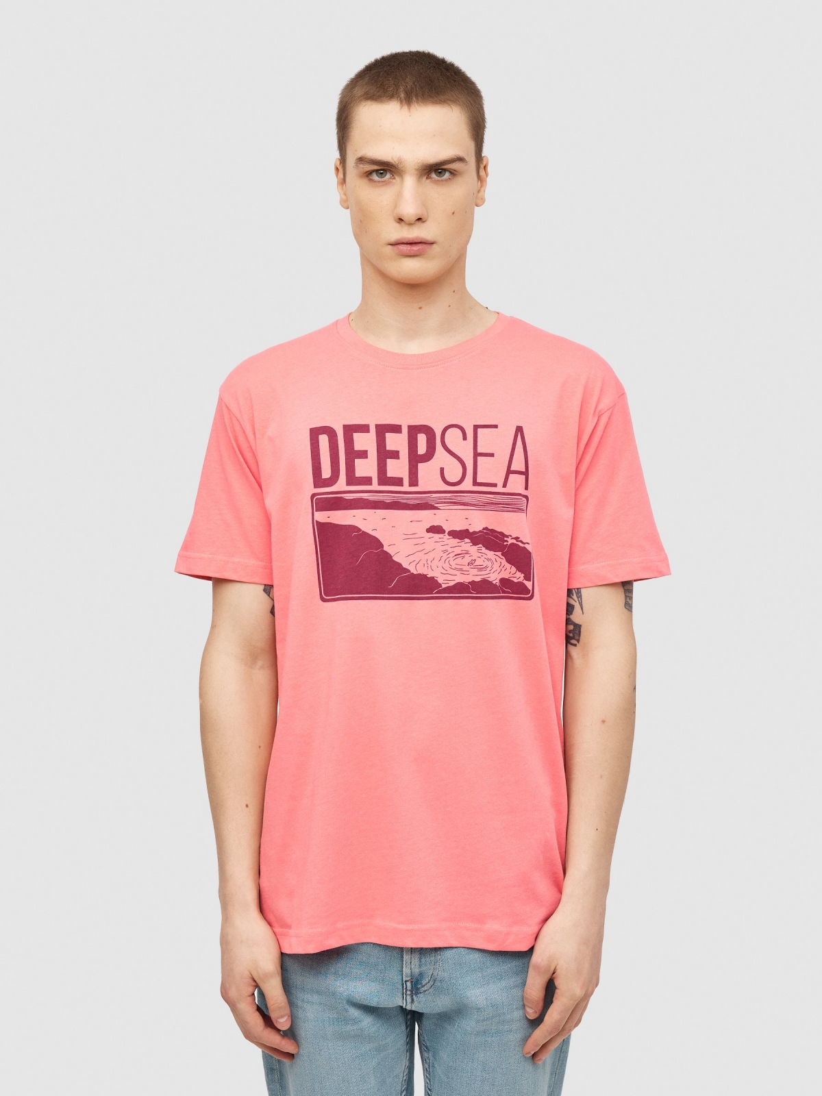 Deep Sea t-shirt pink middle front view
