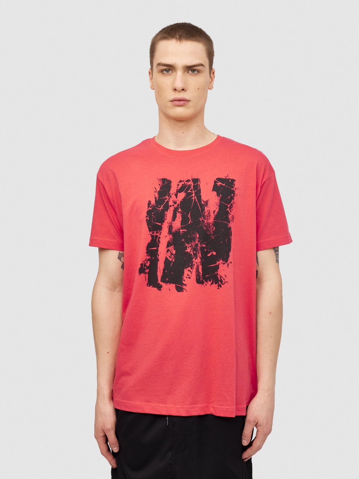 T-shirt urbana INSIDE vermelho vista meia frontal