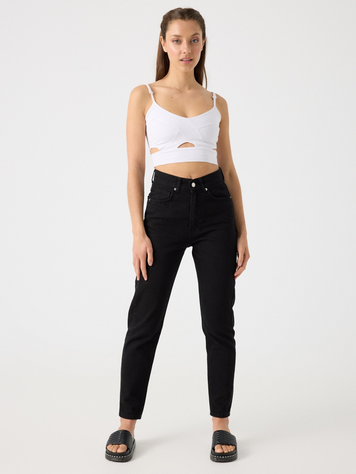 Top cropped cut out blanco vista general frontal