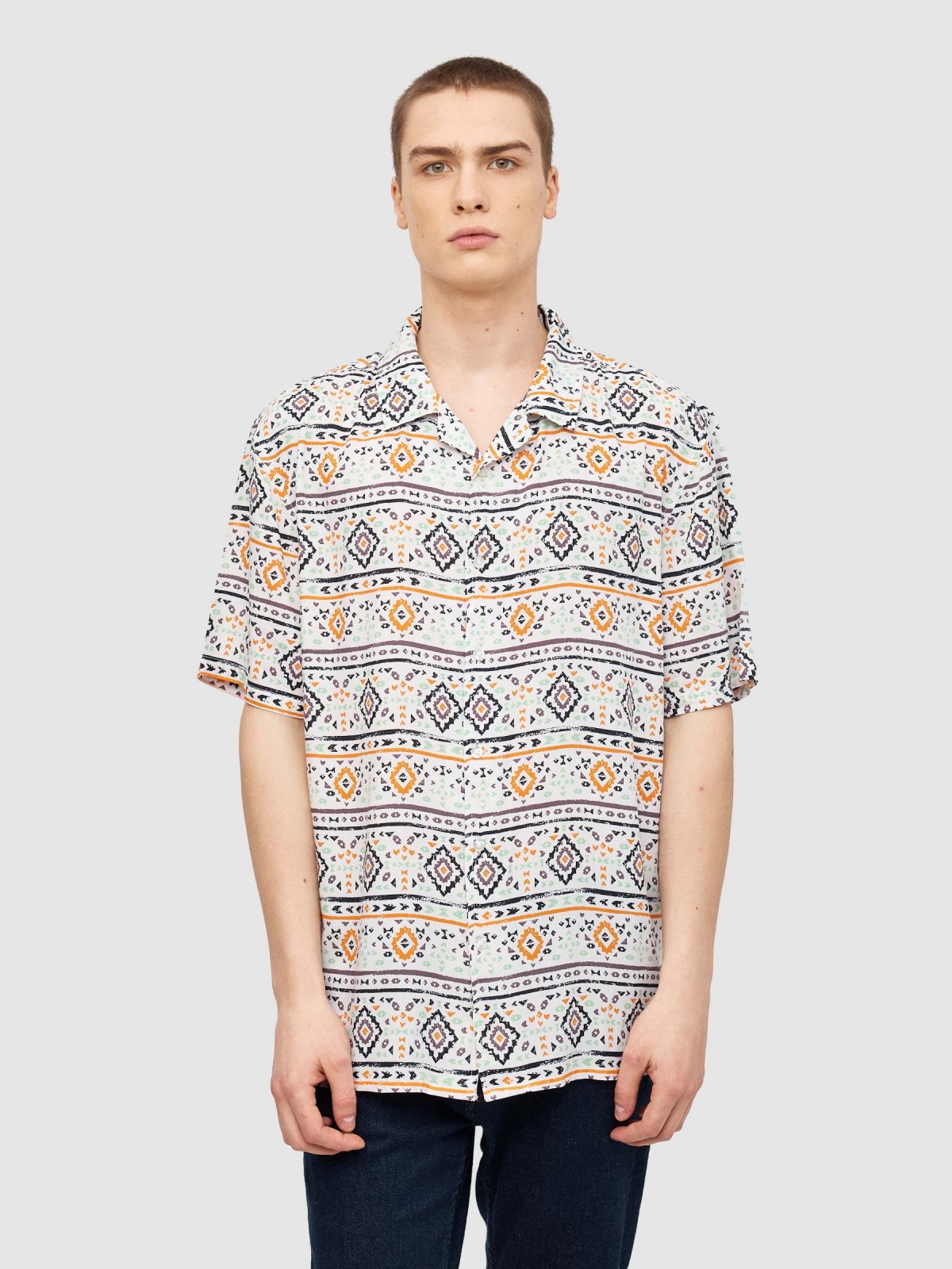 Ethnic shirt white middle front view