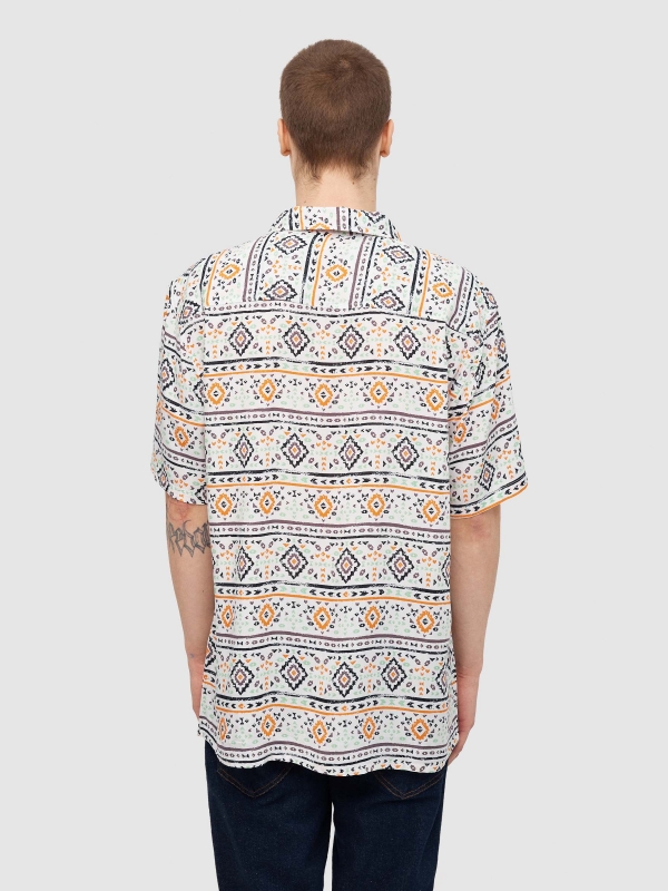 Ethnic shirt white middle back view