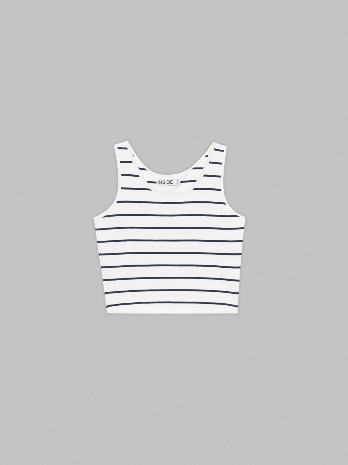  Striped cropped tank t-shirt white