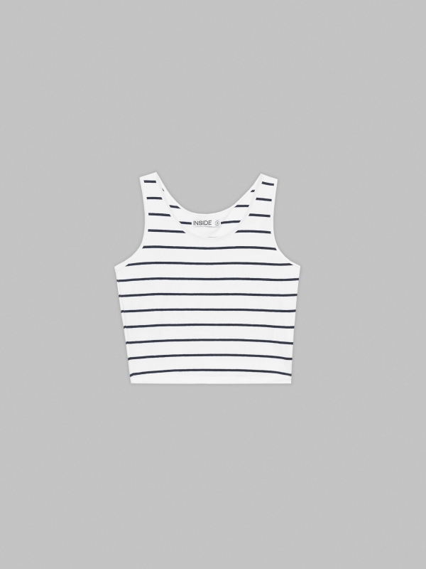  Striped cropped tank t-shirt white