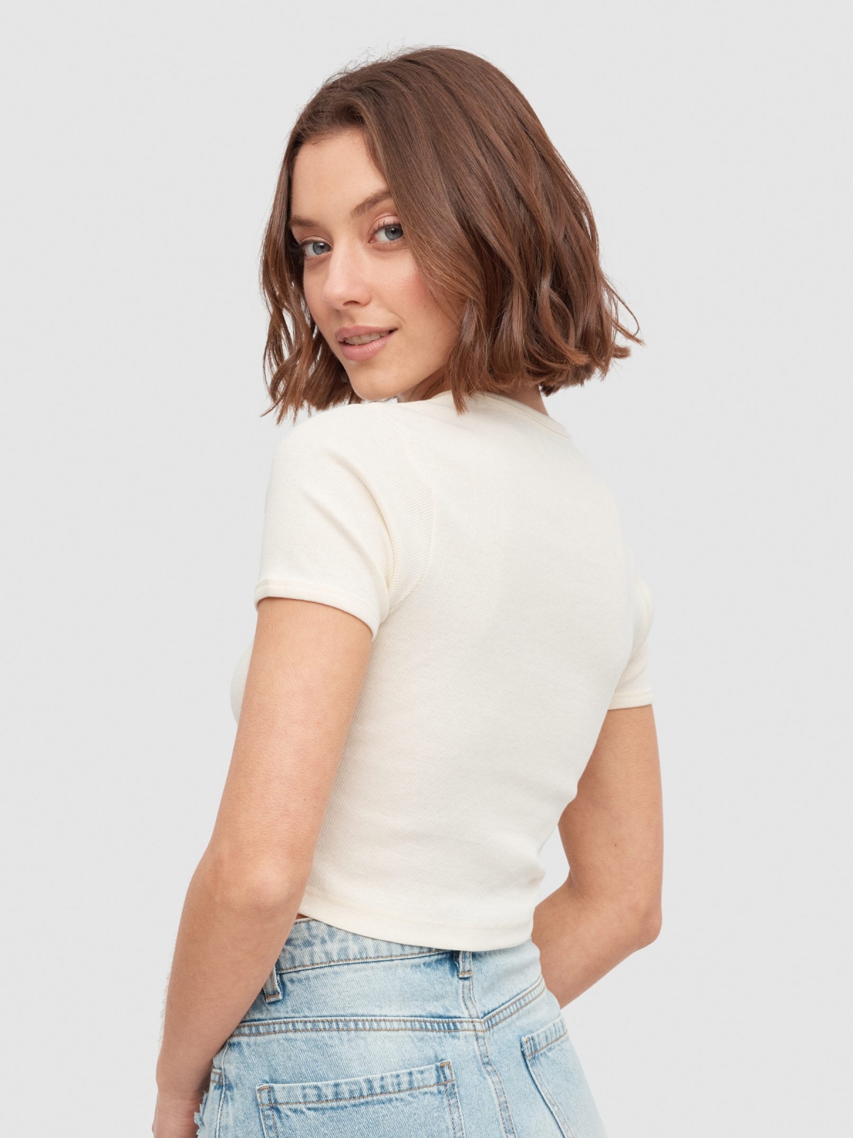 Rib Growing T-shirt off white middle back view