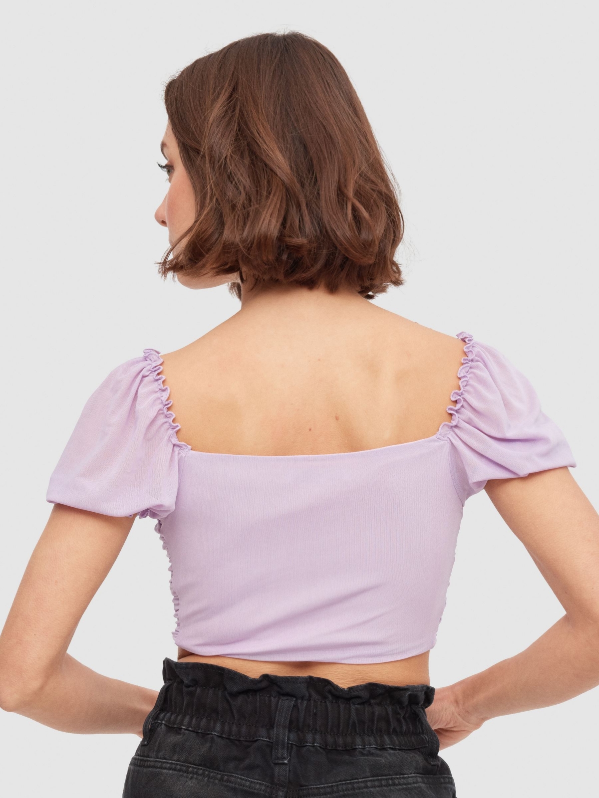 Tulle ruffled top lilac middle back view