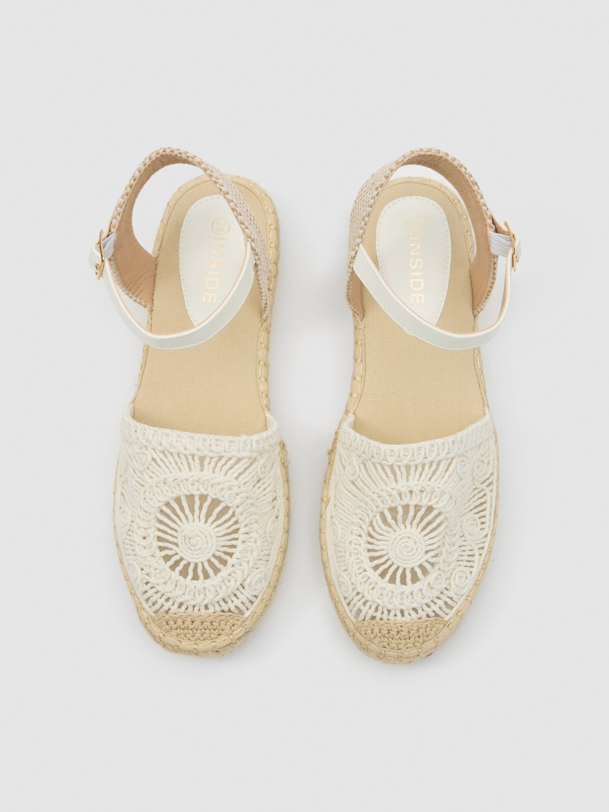Crochet espadrille sandal off white zenithal view