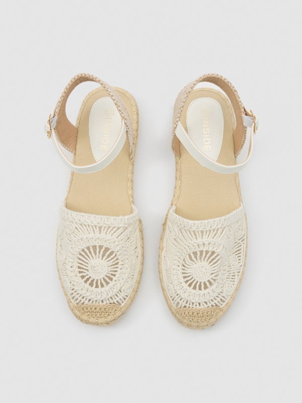 Crochet espadrille sandal off white zenithal view