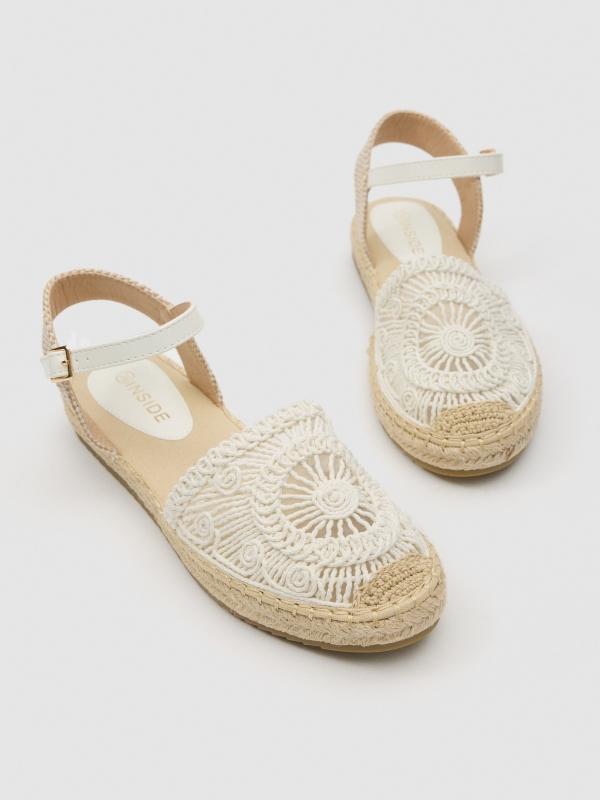 Crochet espadrille sandal off white detail view