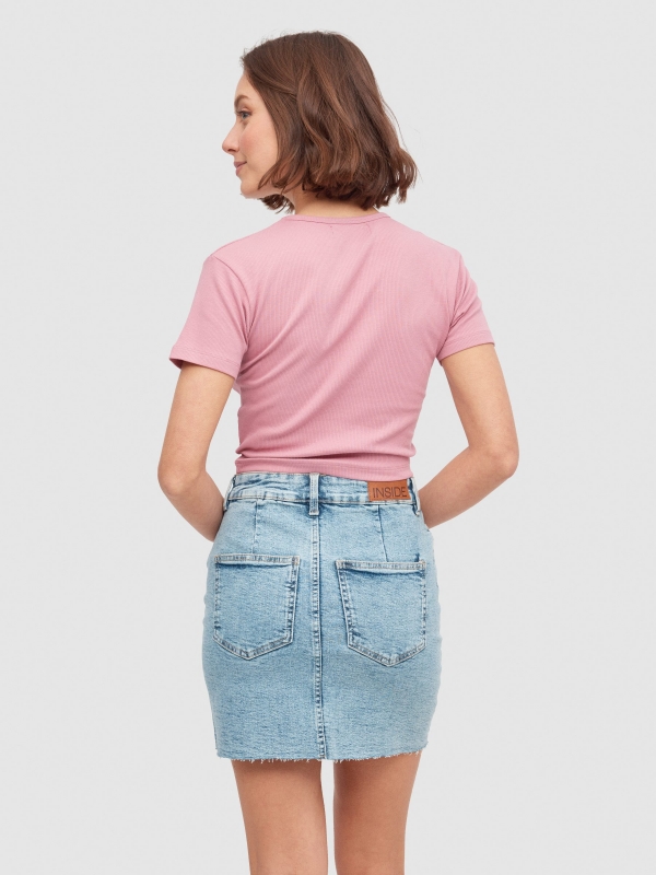 Mini denim skirt blue middle back view