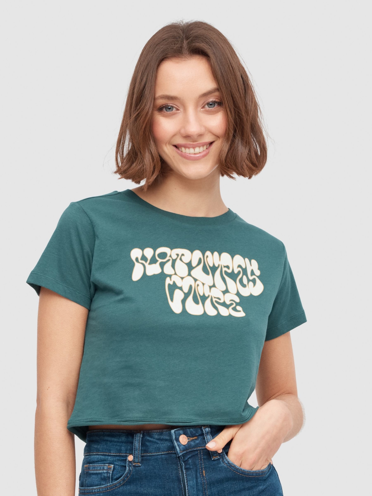 Camiseta Natures Cure verde oscuro vista media frontal
