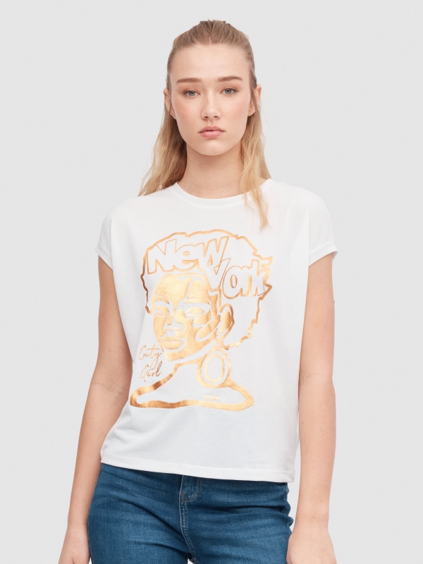 City Girl T-shirt off white middle front view